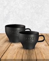 זוג כוסות אספרסו מחרס עם ידית 100 מ"ל